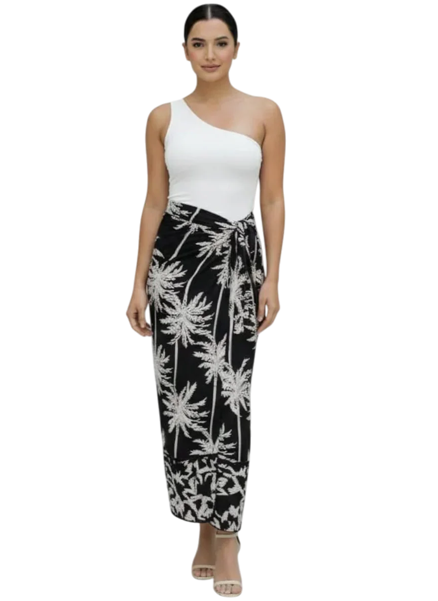PAREO FALDA PALMAS NEGRO