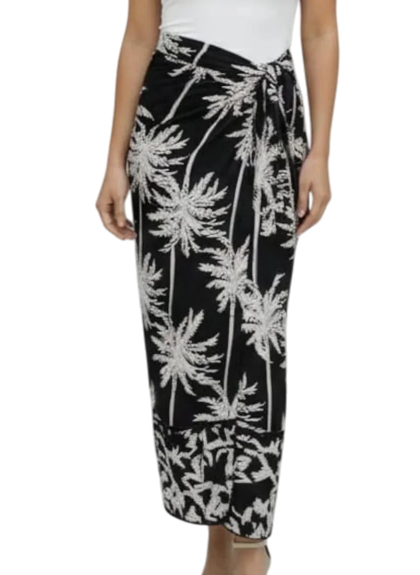 PAREO FALDA PALMAS NEGRO