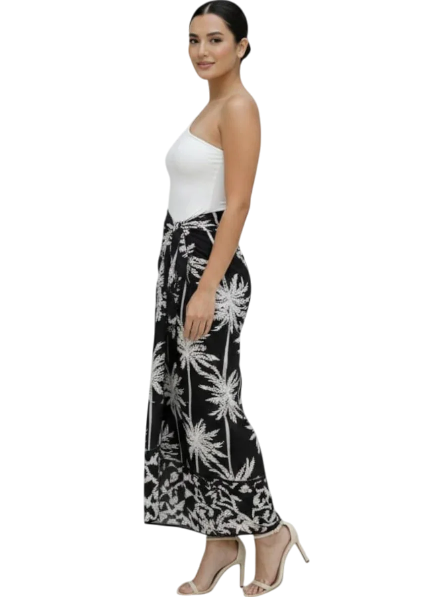 PAREO FALDA PALMAS NEGRO