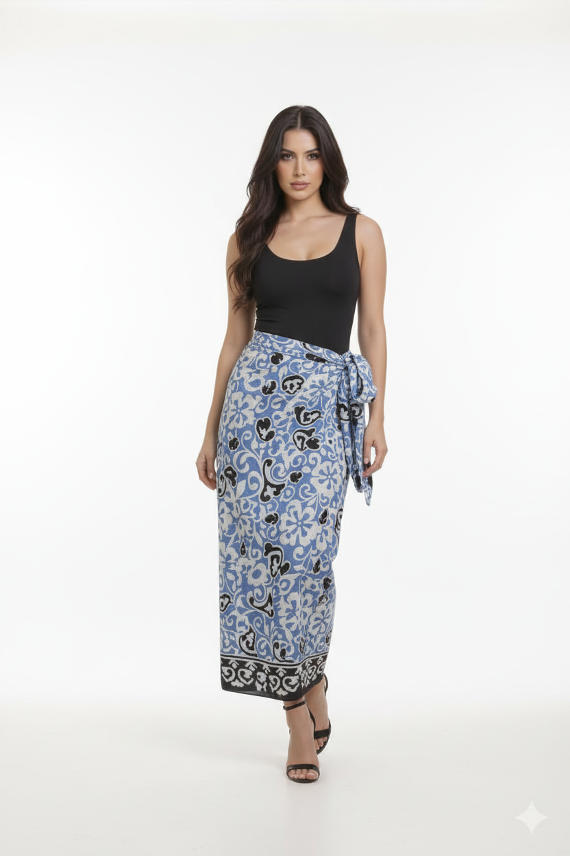 Pareo Falda Paisley Celestial - Vista frontal