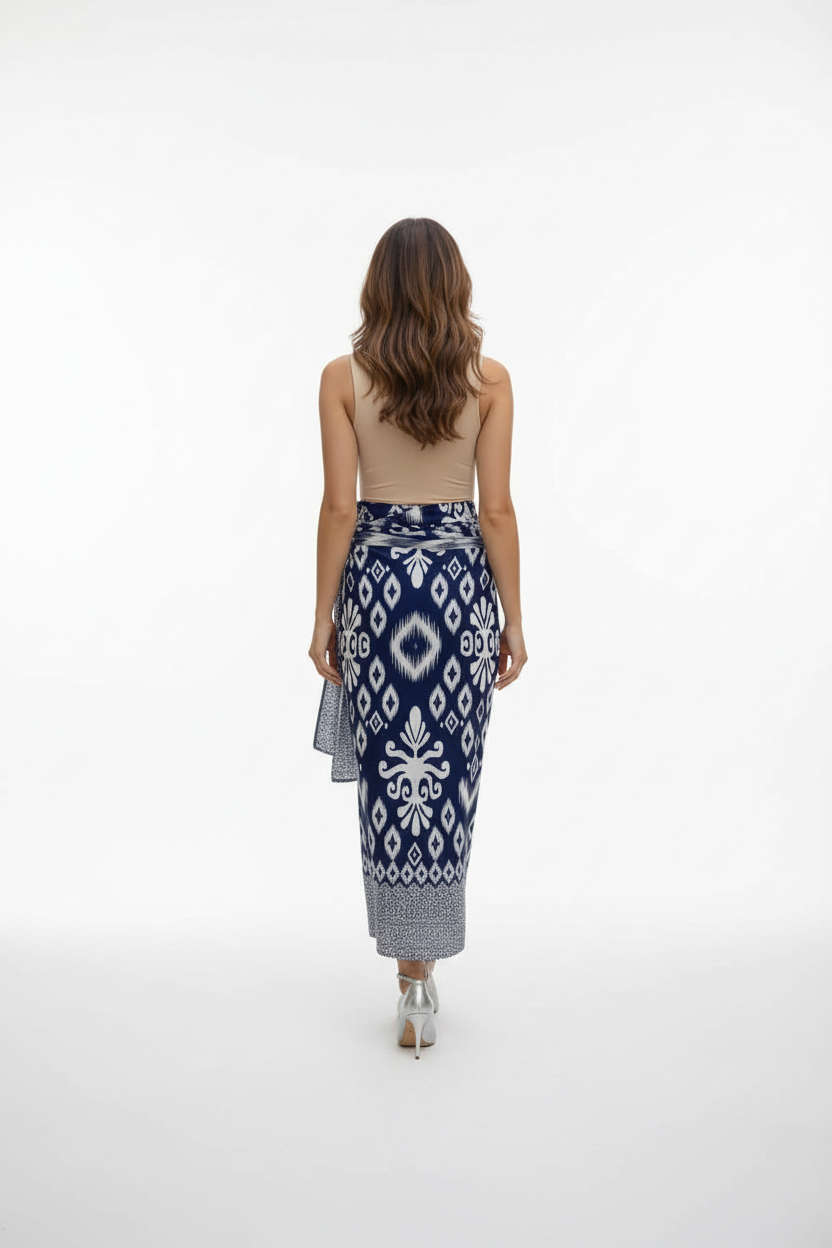 Pareo Falda Bohemia Azul - Vista trasera